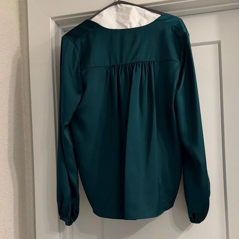 She + Sky Emerald Satin Blouse - Picture 4 of 5